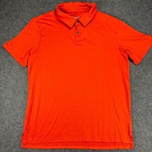 ZYIA Active Mens Polo Shirt Orange Textured Performance Athletic Golf Sport‎ L